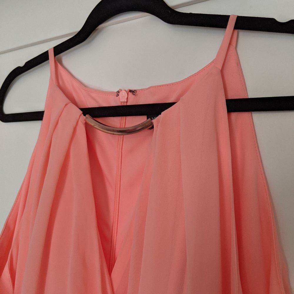 Coral Halter Dress Bridesmaid Gown - Picture 4 of 9